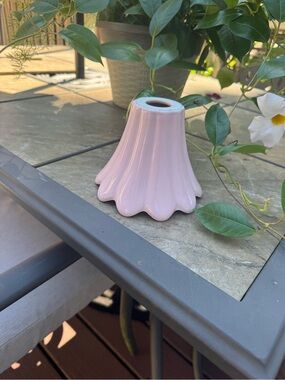 Pink ceramic lamp shade scalloped